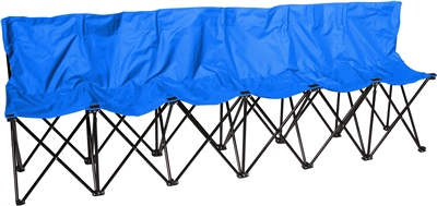 Trademark Innovations Blue Sideline Collapsible Bench - 6 Person Seater with Back