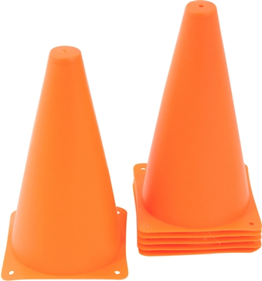 9" Plastic Cone -6 pack Orange - Sports Training Gear by Coach's Closet