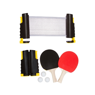 Anywhere Table Tennis Set with Paddles & Balls by Trademark Innovations (Yellow)