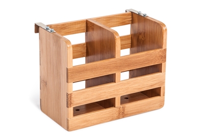 Bamboo Flatware Organizer and Holder with Metal Clips by Trademark Innovations