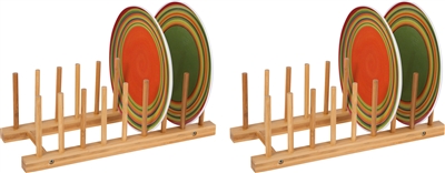 Plate Holder - For 8 Plates Made From Natural Bamboo - Set of 2 - by Trademark Innovations