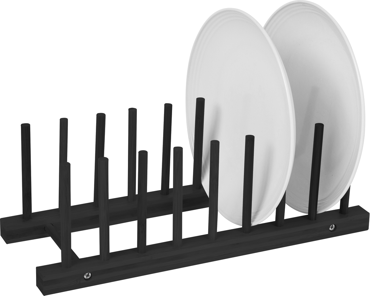 Plate Holder - Black Finish - For 8 Plates Made From Natural Bamboo by  Trademark Innovations