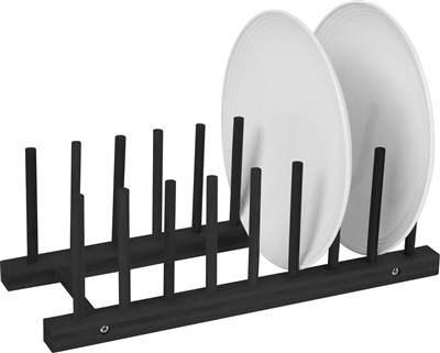 Plate Holder - Black Finish - For 8 Plates Made From Natural Bamboo by Trademark Innovations