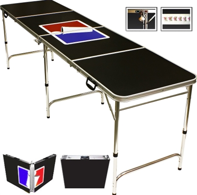 Sports Official Beer Pong Table - 8 Feet with Bottle Opener, Ball Rack, & 6 Pong Balls!