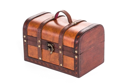 Small Wood and Leather Decorative Chest By Trademark Innovations