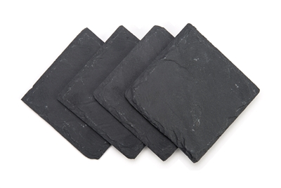Square Slate Drink Coasters - 4" x 4" - Set of 4 - by Trademark Innovations 