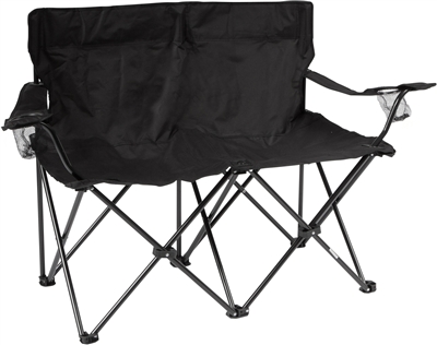Loveseat Style Double Camp Chair with Steel Frame by Trademark Innovations (Black, 31.5