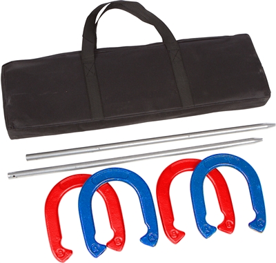 Trademark Innovations Pro Horseshoe Set - Red and Blue Powder Coated Steel