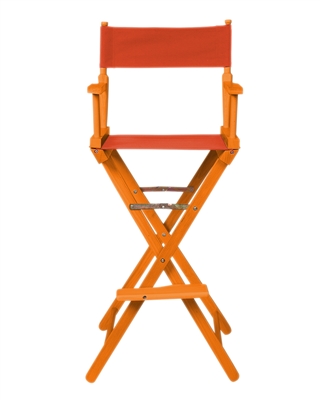 Director's Chair - Bar Height - Wood and Fabric Color Choices - By Trademark Innovations (Honey Wood with Orange)