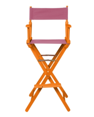 Director's Chair - Bar Height - Wood and Fabric Color Choices - By Trademark Innovations (Honey Wood with Pink)
