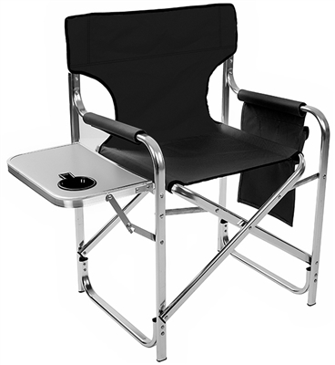 Aluminum and Canvas Folding Director's Chair with Side Table by Trademark Innovations (Black, 31.5"H)