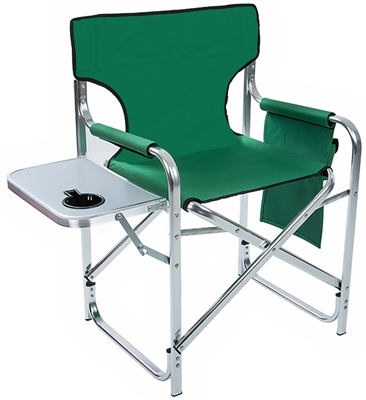 Aluminum and Canvas Folding Director's Chair with Side Table by Trademark Innovations (Green, 31.5"H)