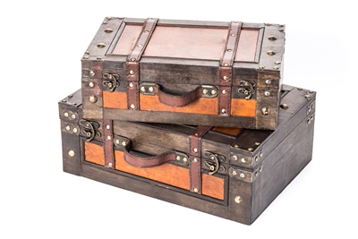 Set of 2 Vintage Style Wood Decorative Suitcases - By Trademark Innovations