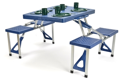 Portable Aluminum Folding Picnic Table with 4 Seats by Trademark Innovations