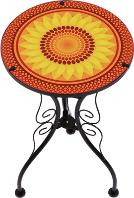 22" Sunflower Design Glass & Metal Side Table by Lilac Lane Home