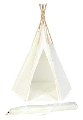 7' Giant Teepee with Carry Case - Customizable Canvas Fabric - By Trademark Innovations (White)