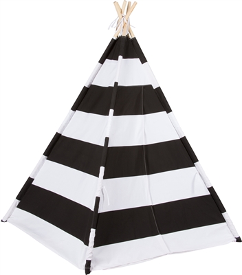Canvas Teepee 6' With Carrycase -Playful Black Stripes - by Trademark Innovations