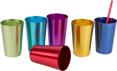 Retro Aluminum Tumblers - Assorted Colors - By Trademark Innovations (6, 16  oz.)