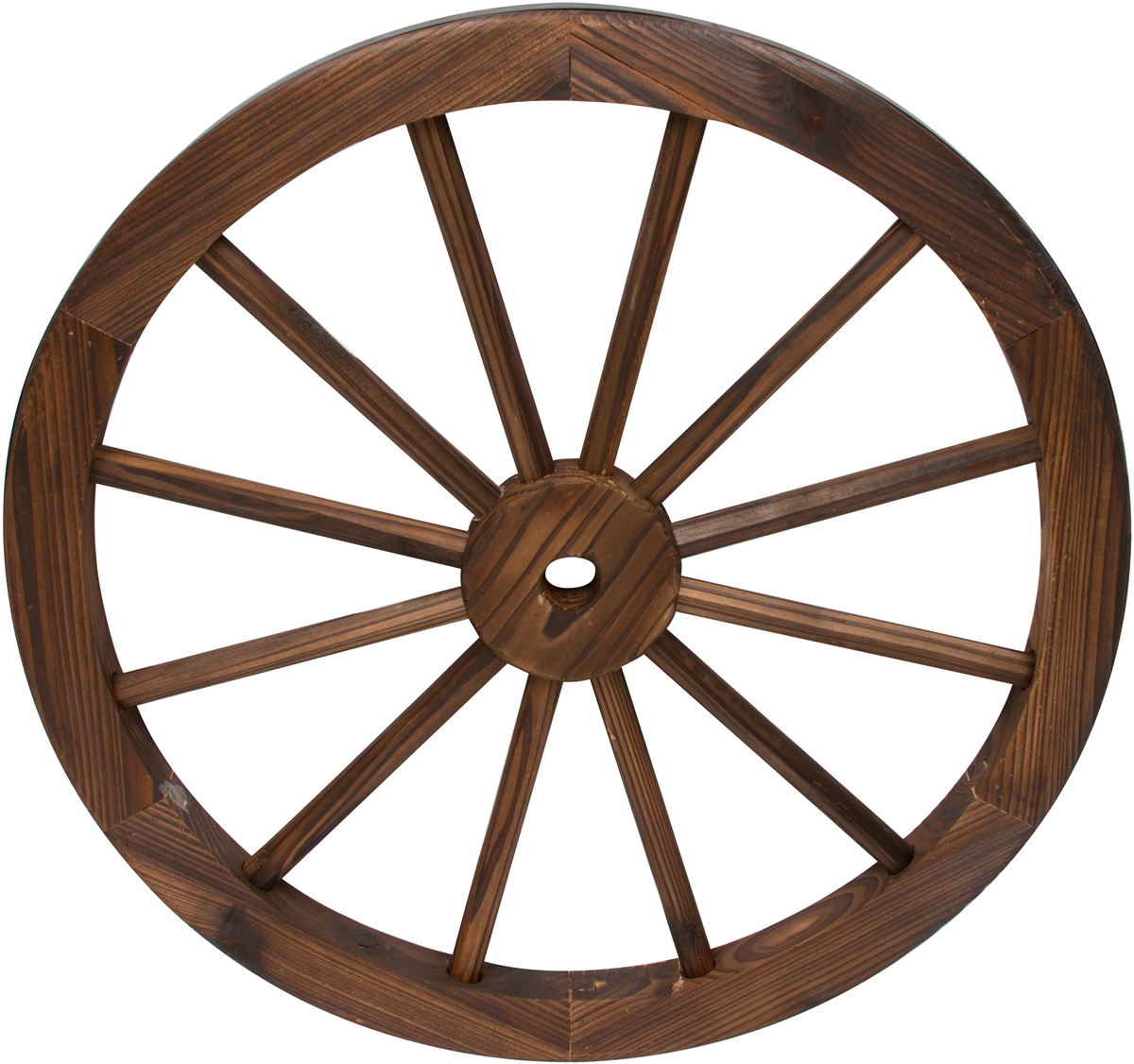 Set of 2 Trademark Innovations Decorative Vintage Wood Garden Wagon Wheel with Steel Rim-24 Diameter Renewed 