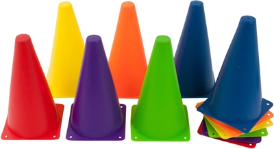 9" Plastic Cone -12 Pack Mixed Colors - Sports Training Gear by Coach's Closet