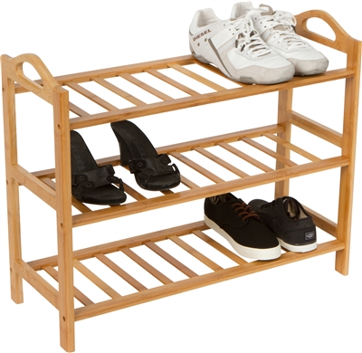 Shoe Rack - 3 Shelves - 100% Natural Bamboo by Trademark Innovations