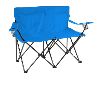 Loveseat Style Double Camp Chair with Steel Frame by Trademark Innovations (Blue, 31.5