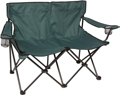Loveseat Style Double Camp Chair with Steel Frame by Trademark Innovations (Dark Green, 31.5