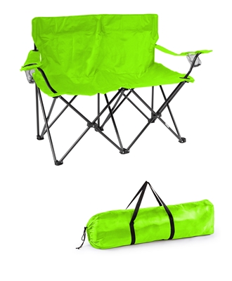 Loveseat Style Double Camp Chair with Steel Frame by Trademark Innovations (Light Green, 31.5