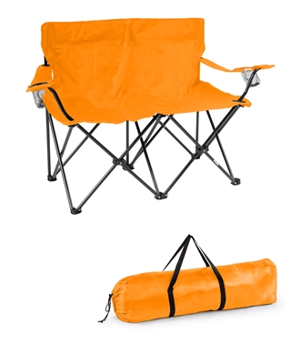 Loveseat Style Double Camp Chair with Steel Frame by Trademark Innovations (Orange, 31.5