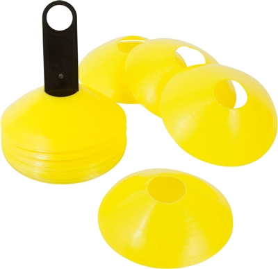 2" Plastic Disc Cone - 24 Pack Yellow with Cone Carrier- Sports Training Gear