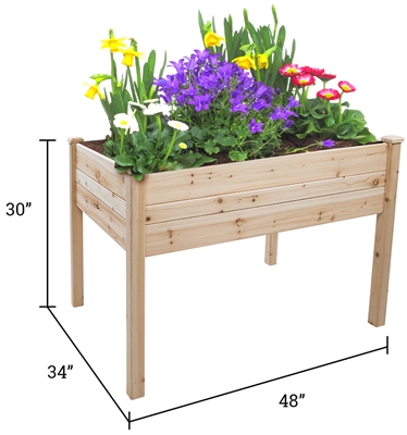 Raised Fir Wood Garden Planter - 48"L x 34"W x 30"H - Tool Free Assembly - By Trademark Innovations